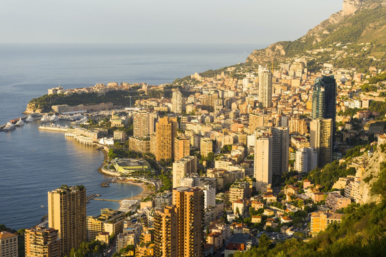 Coastal cityscape with skyscrapers and hotels, Monaco