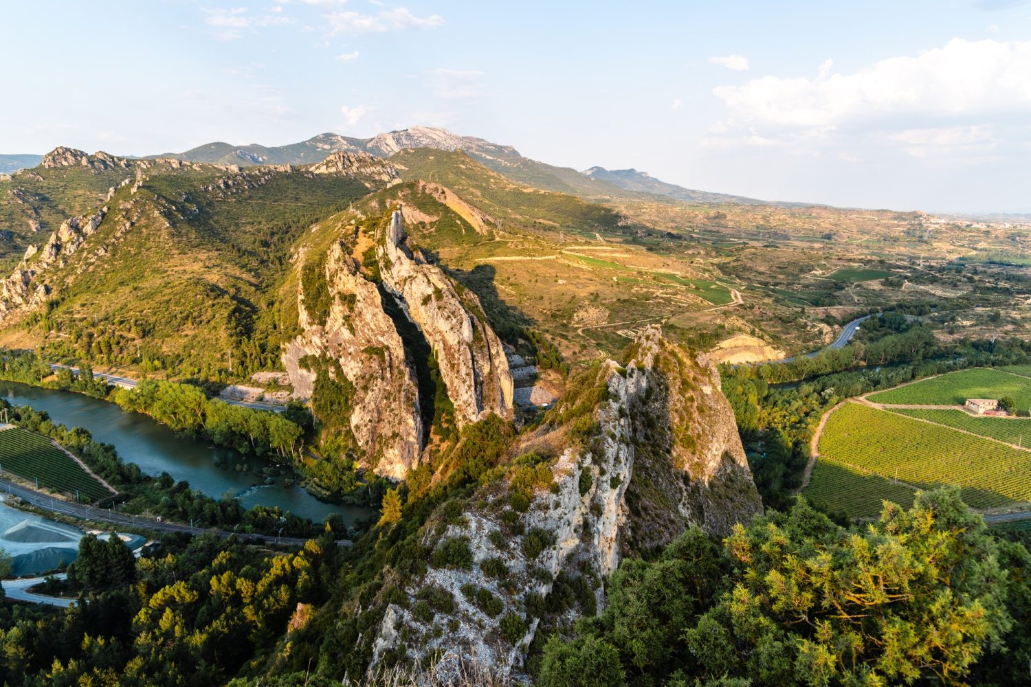 Mountain formations and the Ebro river in La Rioja